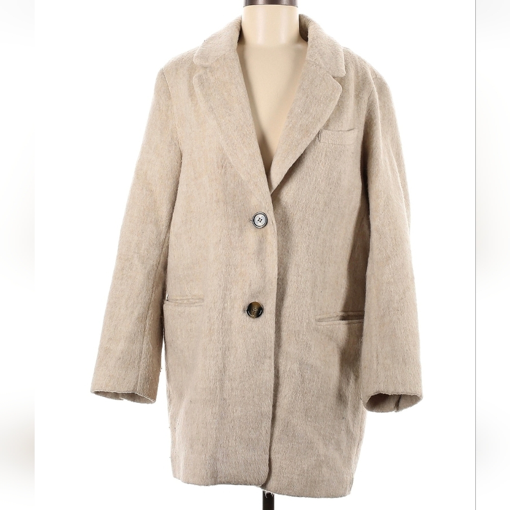 H&M Beige Wool-Blend Single-Breasted Coat